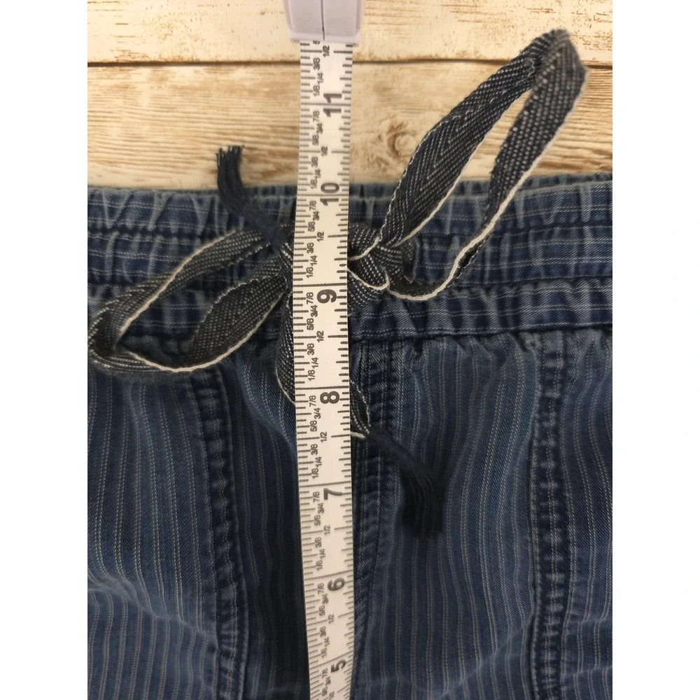 J Crew 2.5 Inseam Mid Rise Striped Drawstring Lyocell Soft Blue Shorts Womens XS
